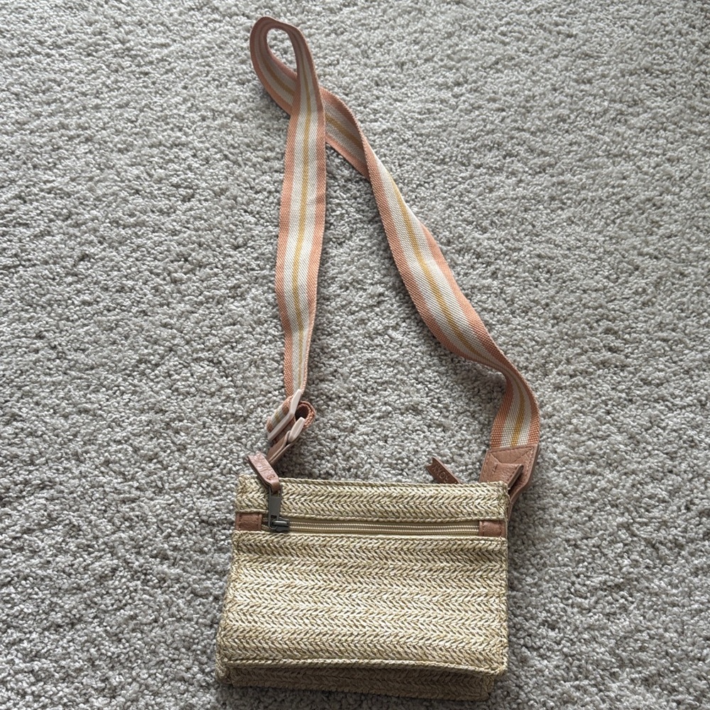 Roxy Beige and Pink Crossbody Bag